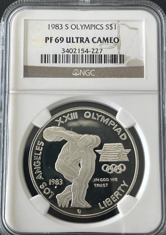 1983 S Olympics S$1 NGC PF 69 Ultra Cameo Cover