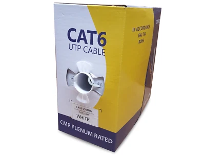 CAT6 Cable 1000FT UTP Solid Network Ethernet Bulk Wire RJ45 Lan White - Image 1 of 4