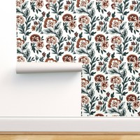 Removable Water-Activated Wallpaper Owl Pink Bird Animals Forest Woodland Floral