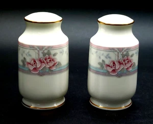 Vintage Noritake Bone China Salt & Pepper Shakers Magnificence Floral/Blue/Pink - Picture 1 of 7