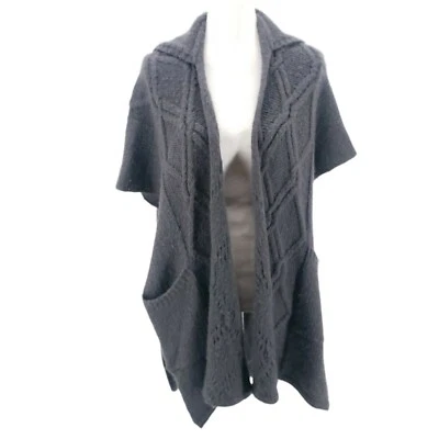 ENVÍOS DE MADERA Poncho Cárdigan Abierto con Capucha Lana Mohair Gris Bolsillos S/M Foto 1 de 4