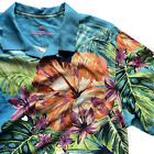 Tommy Bahama Künstler Serie 2022 kurzärmeliges Shirt blau Seide foral Herren XL