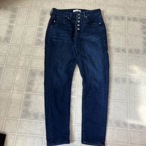 Ann Taylor LOFT The Curvy Skinny Button Fly Size 27 4 Dark Wash Denim Jeans - Picture 1 of 6