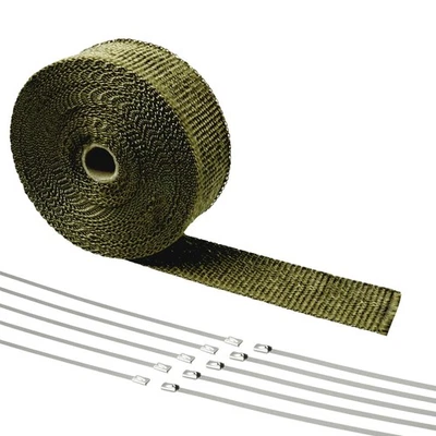 10m Hitzeschutz Band - 50mm breit Basalt Auspuff Krümmer Titan Turbo Heat Wrap - Bild 1 von 4