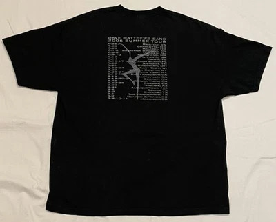 Camiseta Dave Matthews Band Stand Up Verano 2005 Gira de Conciertos 2XL Lugares Fechas Bk Foto 1 de 4