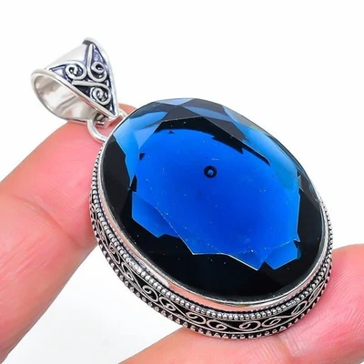 Gemma Iolite sfaccettata argento sterling 925 regalo gioielli ciondolo... - Immagine 1 di 4