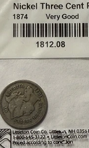 1874  three cent nickel - Picture 1 of 2
