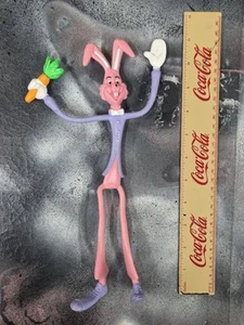 Vintage Easter Unlimited Toy Bunny Rabbit Plastic Flexible Bendy 10" Blue Pink - Picture 1 of 5
