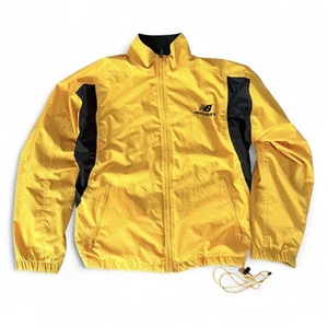 Vintage New Balance Yellow Windbreaker Jacket Small S Track Running 90s Retro - Picture 1 of 7