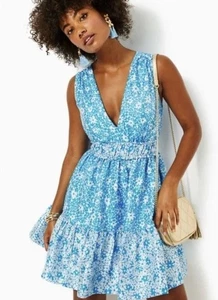 Lilly Pulitzer blau Blumen Fabiana Jacquard ärmelloses Kleid NEU RTL $ 278 GRÖSSE 14 - Bild 1 von 10