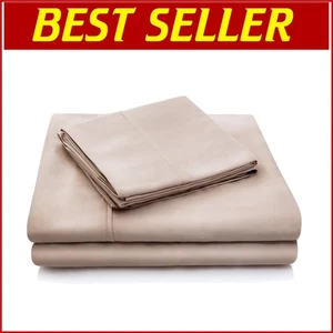 Nature-Inspired TENCEL Lyocell Queen Sheet Set - Silky Soft Ecru for All Seasons - Picture 1 of 11