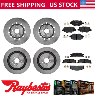 Rotores de freno delanteros traseros y pastillas de freno de cerámica Raybestos para Lincoln MKS 2013-2014 Foto 1 de 4