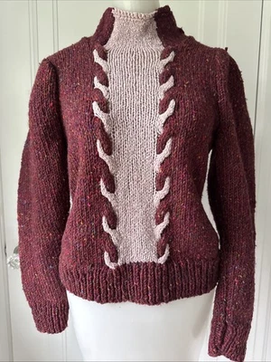 Suéter de Lana Donnegal Tejido a Mano Rojo Rosa Pequeño Foto 1 de 4