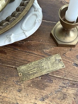 Antique GE Electric Transformer Brass Name Plate - Image 1 of 4