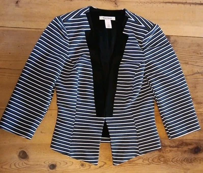 White House Black Market Womens 0 Blazer Single Hook  Cropped Stripe Blue Chic - Image 1 of 4