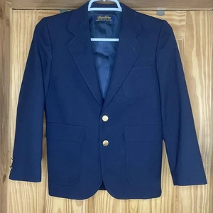 VTG Brooks Brothers Boys Size 10 Blazer BLACK 100% Wool Jacket 2 Gold Button - Picture 1 of 8