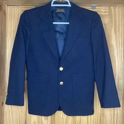Blazer masculino vintage Brooks Brothers tamanho 10 preto 100% lã jaqueta 2 botões dourados - Imagem 1 de 4