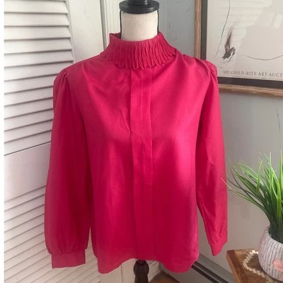 Blusa Vintage RHODA LEE Mujer Rosa Cuello Alto Carrera Oficina Retro Preppy | 12 Foto 1 de 4