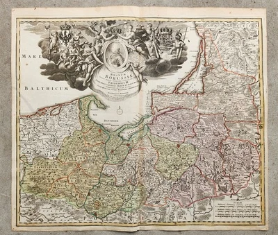 1716 ALEMANIA PRUSIA POLONIA LITUANIA MAPA antiguo por HOMANN HEREDEROS - BORUSIA Foto 1 de 4
