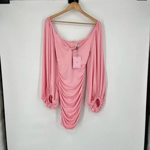 Hello Molly Ruched Bodycon Dress Twist Front Mini Pink Womens Size XS NWT - Picture 1 of 10