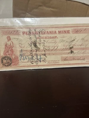 Pennsylvania Copper Mining Co Misspelled Keweenaw Michigan 1864 Sam Hill Signed  - Image 1 of 4