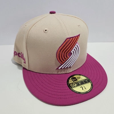 NUEVO Portland Trailblazers New Era Passion Mango 59FIFTY Sombrero Ajustado 7 3/8 Rosa Foto 1 de 4