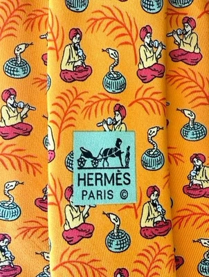 Hermès Hermes Cravatta Tie Cravate Krawatte 7485 IA  Snake charmer - Imagen 1 de 4