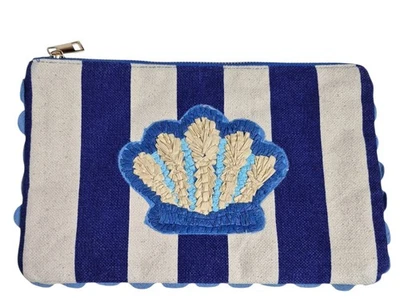 Bolso sin asas Loft Seashell a rayas azul multicolor tejido paja algodón nuevo Foto 1 de 4