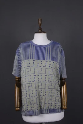 Versace Jeans Couture Blue Gray Geometric Crew Neck Pullover Sweater Size 3XL - Image 1 of 4