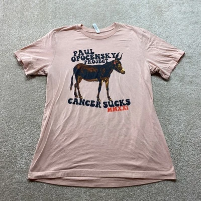 Paul Opocensky Project Shirt Womens Large Cancer Sucks Graphic Tee Pink Donkey - Image 1 of 4