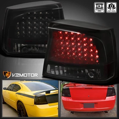Black/Smoke Fits 2006-2010 Dodge Charger LED Tail Lights Brake Lamps Left+Right Foto 1 de 4