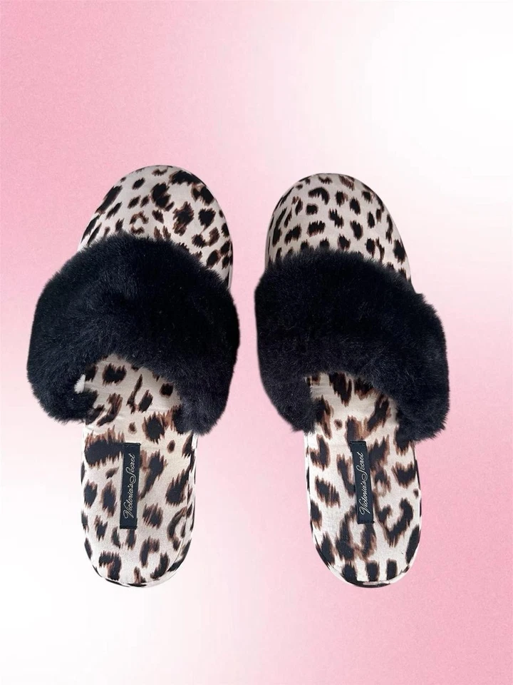 Victorias Secret 豹纹人造毛皮拖鞋 — 第 1/1 张图片