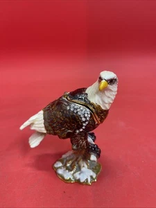 Emaillierte & mit Schmuck besetzte amerikanische Kugeladler aufklappbare Schmuckstücke Pillendose - Bild 1 von 10