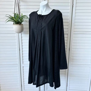 Gershon Bram Black Tunic Dress Long Sleeve Pleated Detail Lagenlook Size Large - Picture 1 of 11