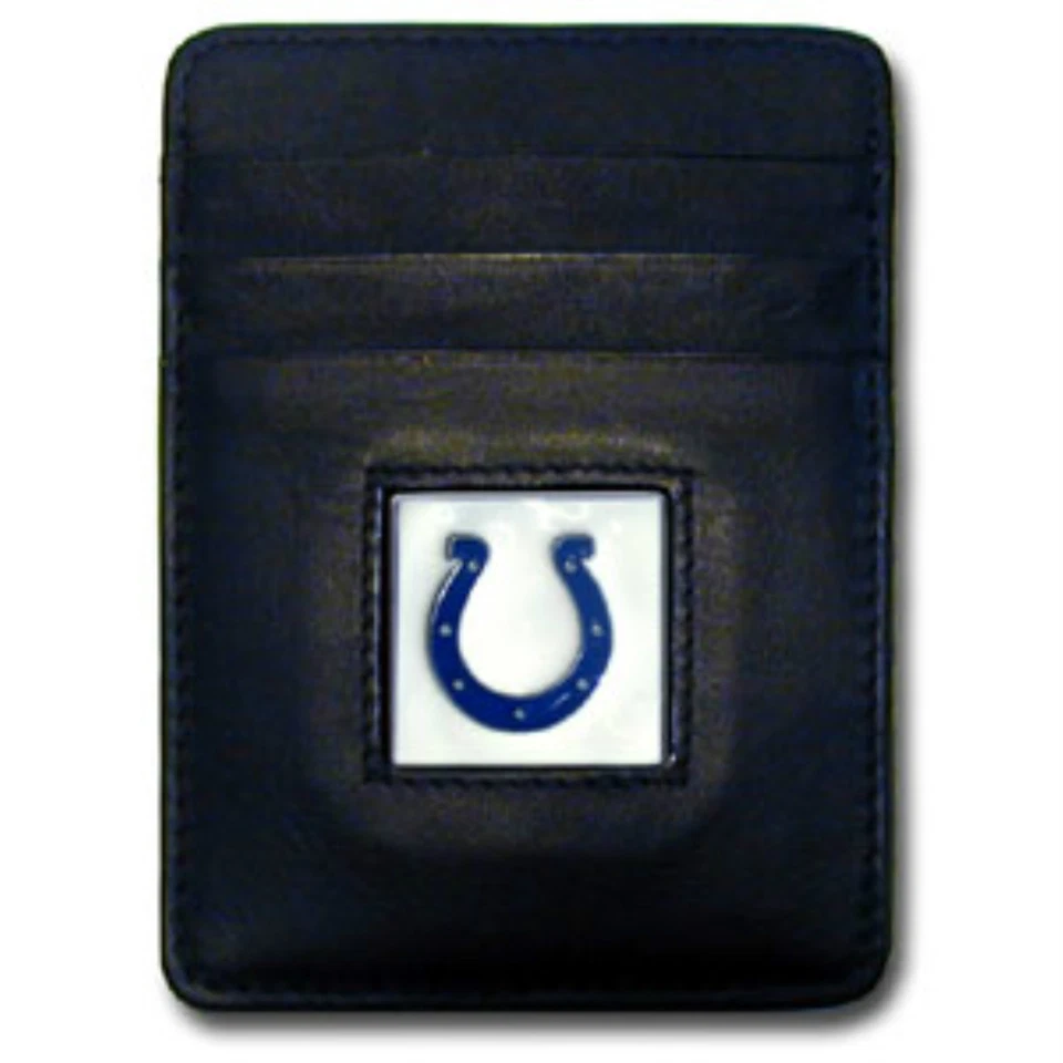 INDIANAPOLIS COLTS NFL CUERO NEGRO PELTRE LOGOTIPO TARJETA DE CRÉDITO/DINERO CLIP SOPORTE Foto 1 de 1