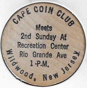 1976, Cape Coin Club, Wildwood, New Jersey, dollar de sable, jeton, nickel en bois