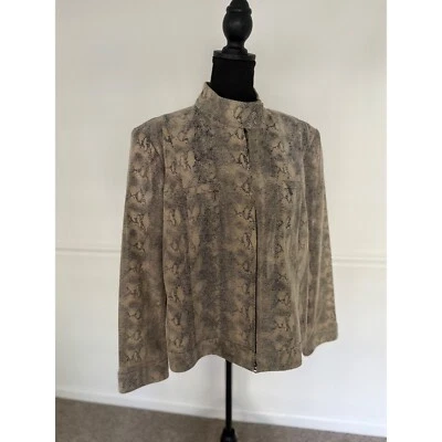 Jaqueta Alfani couro genuíno estampa pele de cobra zíper completo colarinho estilo moto 2X - Imagem 1 de 4