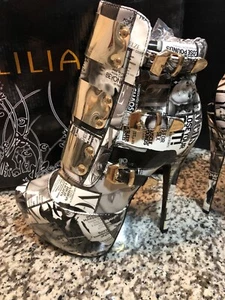 Liliana Womens Shoes - Magazine Print High Heels Pumps Size US 8 New With Box - Picture 1 of 6