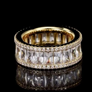 18k Gold Plated Eternity Ring made w Swarovski Crystal Stone Anniversary Band - Picture 1 of 12