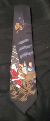 Papá Noel tocando el piano con cantantes carolers corbata para hombre Zylos George Machado negra Foto 1 de 4