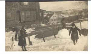 Schnee in der Stadt Winter Vintage RPPC Postkarte Velox Briefmarkenbox unbenutzt - Bild 1 von 2