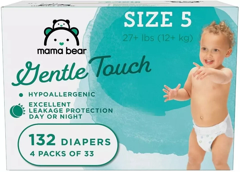 Amazon Brand - Mama Bear Gentle Touch Diapers, Hypoallergenic, Size 5, 132 PC - Image 1 of 1