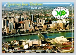 Australia World Expo 1988 Brisbane Bridge Host Aerial View VTG Unposted Postcard - Picture 1 of 2