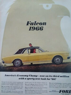 Anuncio impreso Ford original raro de colección años 60 Falcon Futura deportivo cupé amarillo  Foto 1 de 4