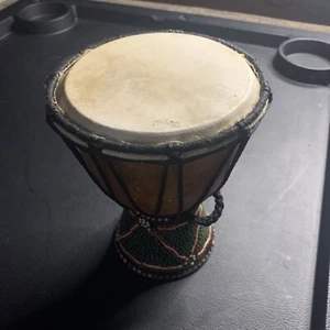 Bongo Djembe Drum Hand Made Painted Vintage African Wooden 7.5” Tall 6” Wide - Picture 1 of 13