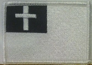 CHRISTIAN Flag Patch with VELCRO brand fastener Black & White white Border #1 - Picture 1 of 1
