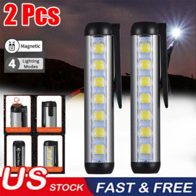 2 peças lanterna LED COB lanterna de bolso magnética lanterna caneta recarregável EUA - Imagem 1 de 4