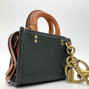 Coach Mini Rogue Keychain Bag Charm in Grained Leather Gold Hardware from Japan - Picture 1 of 11