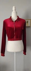 Samt Crop Jacke Reißverschluss Größe Small/Medium Langarm Taschen guter Zustand - Bild 1 von 7