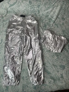 Jolie & Joy Cargo Jogger Pants w/ Bra Top Women's Small Shiny Metallic Taper - Picture 1 of 6